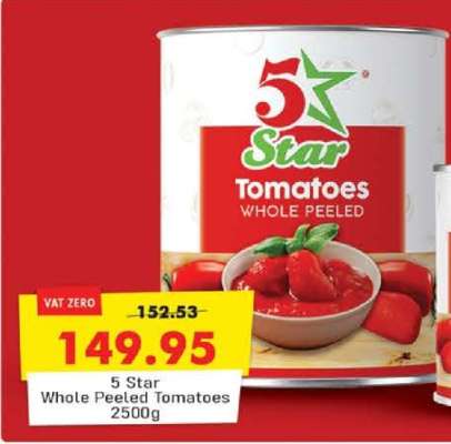 5 Star Whole Peeled Tomatoes 2500g