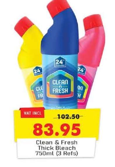 Clean&Fresh Thick Bleach 750ml (3 Refs)
