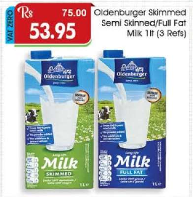 Oldenburger Skimmed Semi Skimmed/Full Fat Milk 1lt (3 Refs)