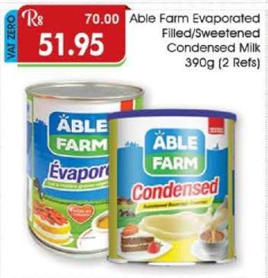 Able Farm Evaporated Filled/Sweetened Condensed Milk