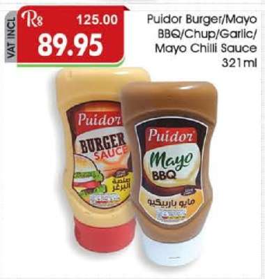 Puidor Burger/Mayo BBQ/Chup/Garlic/Mayo Chilli Sauce