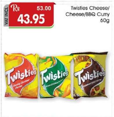 Twisties Cheese/Cheese/BBQ Curry 60g