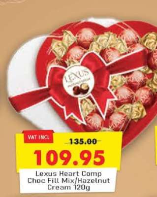 Lexus Heart Comp Choc Fill Mix/Hazelnut Cream 120g
