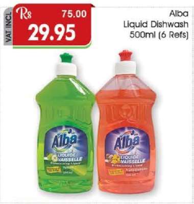 Alba Liquid Dishwash 500ml (6 Refs)