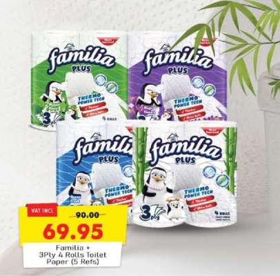 Familia Plus 3Ply 4 Rolls Toilet Paper (5 Refs)