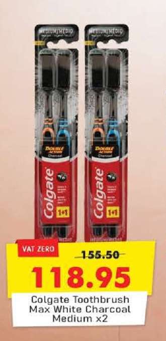 Colgate Toothbrush Max White Charcoal Medium x2