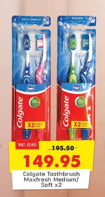 Colgate Toothbrush Maxfresh Medium/Soft x2