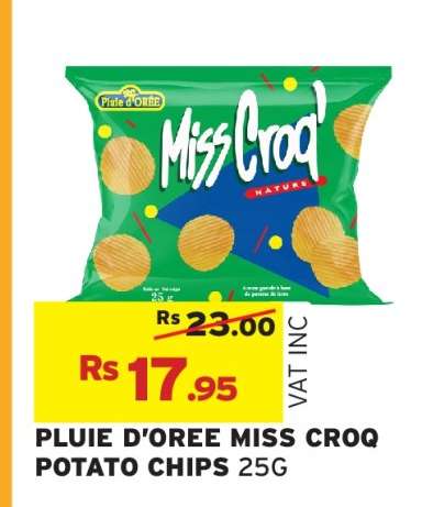 PLUIE D'OREE MISS CROQ POTATO CHIPS 25G
