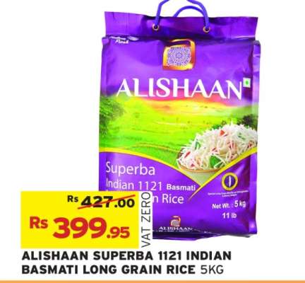 ALISHAAN SUPERBA 1121 INDIAN BASMATI LONG GRAIN RICE 5KG