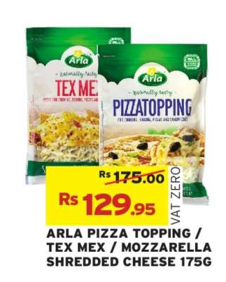 ARLA PIZZA TOPPING / TEX MEX / MOZZARELLA SHREDDED CHEESE 175G
