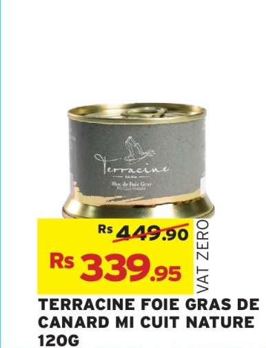TERRACINE FOIE GRAS DE CANARD MI CUIT NATURE 120G
