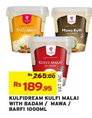 KULFIDREAM KULFI MALAI WITH BADAM / MAWA / BARFI 1000ML