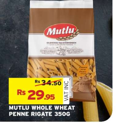 MUTLU WHOLE WHEAT PENNE RIGATE 350G