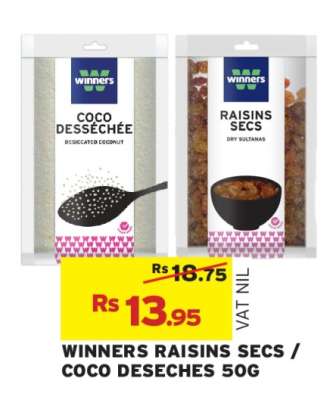 WINNERS RAISINS SECS / COCO DESECHES 50G