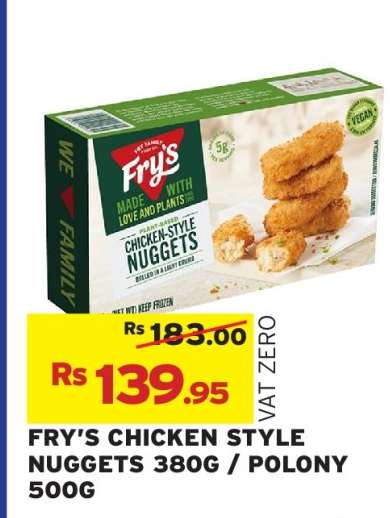 FRY’S CHICKEN STYLE NUGGETS 380G / POLONY 500G