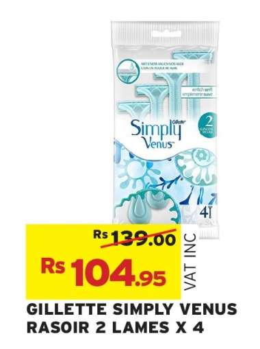 GILLETTE SIMPLY VENUS RASOIR 2 LAMES X 4
