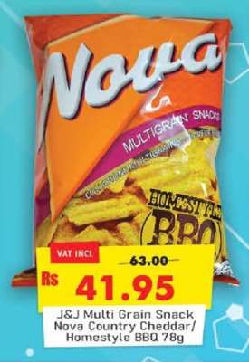 J&J Multi Grain Snack Nova Country Cheddar/Homestyle BBQ 78g