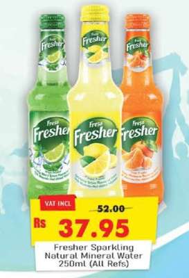 Fresher Sparkling Natural Mineral Water 250ml (All Refs)
