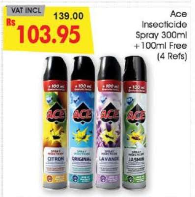 Ace Insecticide Spray 300ml+100ml Free (4 Refs)