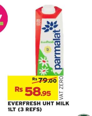 EVERFRESH UHT MILK 1LT (3 REFS)