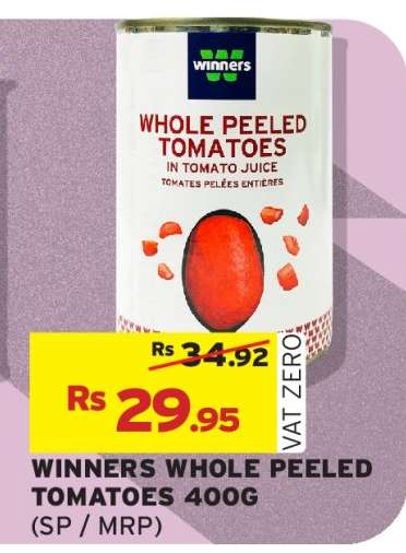 WINNERS WHOLE PEELED TOMATOES 400G
