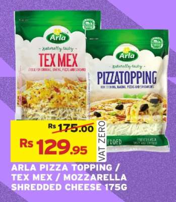 ARLA PIZZA TOPPING / TEX MEX / MOZZARELLA SHREDDED CHEESE 175G