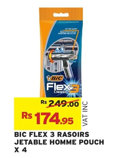 BIC FLEX 3 RASOIRS JETABLE HOMME POUCH X 4
