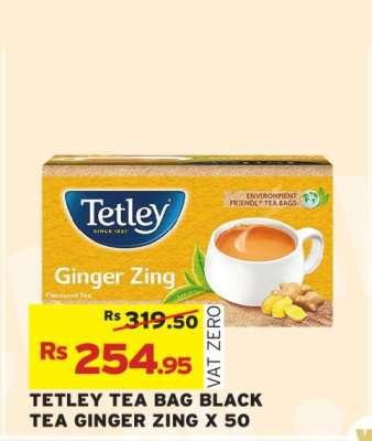 TETLEY TEA BAG BLACK TEA GINGER ZING X 50