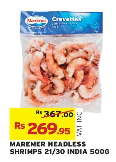 MARÉMER HEADLESS SHRIMPS 21/30 INDIA 500G