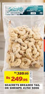 SEACRETS BREADED TAIL ON SHRIMPS 41/50 500G