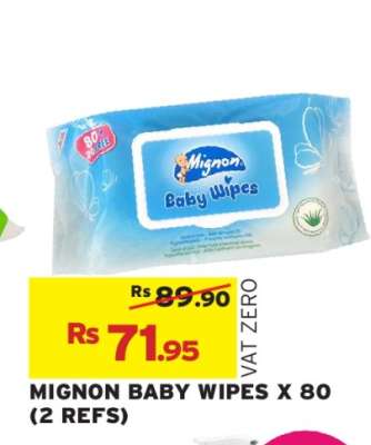 MIGNON BABY WIPES X 80 (2 REFS)