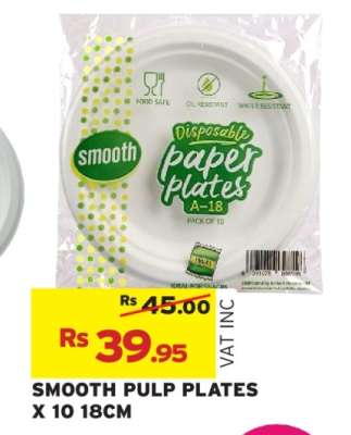 SMOOTH PULP PLATES X 10 18CM
