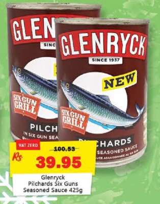 Glenryck Pilchards Six Guns Seasoned Sauce 425g