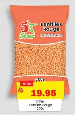 5 Star Lentilles Rouge 500g