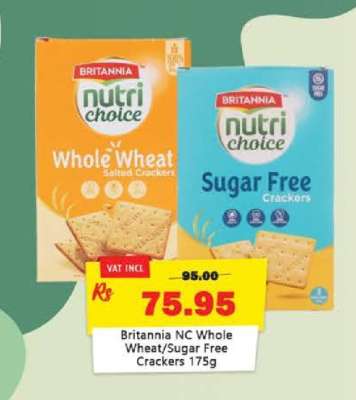 Britannia NC Whole Wheat/Sugar Free Crackers 175g