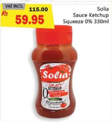 Solia Sauce Ketchup Squeeze 0% 330ml