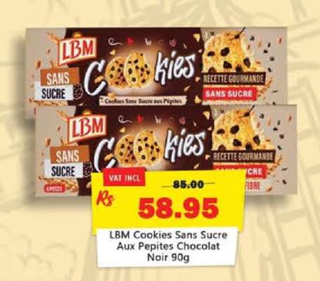 LBM Cookies Sans Sucre Aux Pepites Chocolat Noir 90g