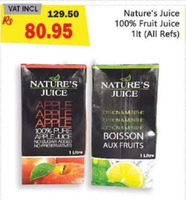Nature's Juice 100% Fruit Juice 1lt (All Refs)