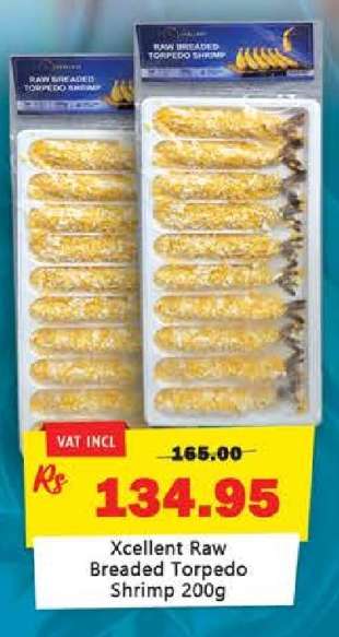 Xcellent Raw Breaded Torpedo Shrimp 200g