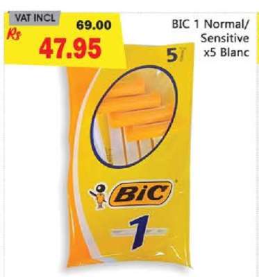 BIC 1 Normal/Sensitive x5 Blanc