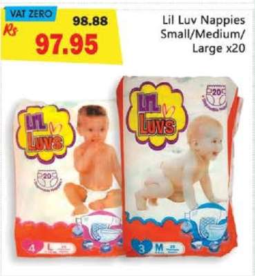Lil Luv Nappies Small/Medium/Large x20