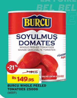 BURCU WHOLE PEELED TOMATOES 2500G