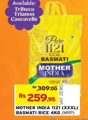 MOTHER INDIA 1121 (XXXL) BASMATI RICE 4KG (MRP)