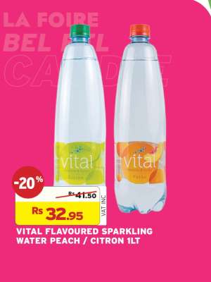 VITAL FLAVOURED SPARKLING WATER PEACH / CITRON 1LT