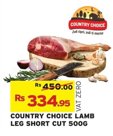 COUNTRY CHOICE LAMB LEG SHORT CUT 500G
