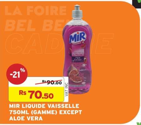 MIR LIQUIDE VAISSELLE 750ML (GAMME) EXCEPT ALOE VERA