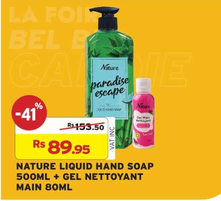 NATURE LIQUID HAND SOAP 500ML + GEL NETTOYANT MAIN 80ML