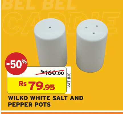 WILKO WHITE SALT AND PEPPER POTS