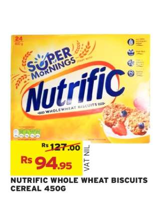 NUTRIFIC WHOLE WHEAT BISCUITS CEREAL 450G