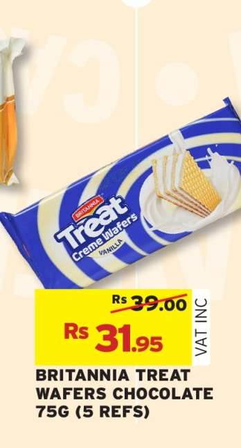 BRITANNIA TREAT WAFERS CHOCOLATE 75G (5 REFS)